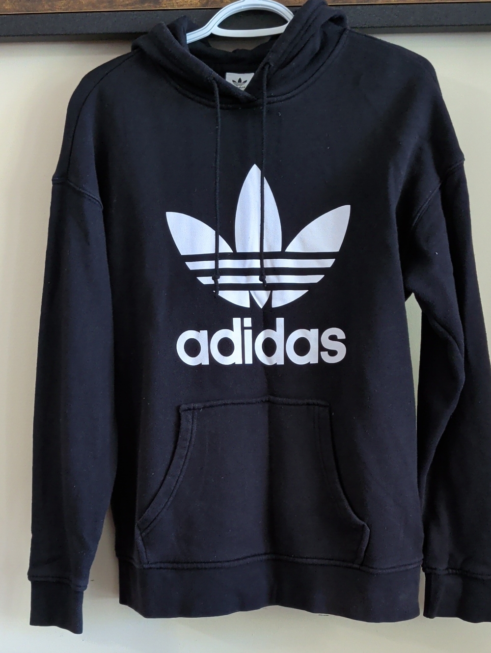 adidas Black Hoodie with White Trefoil Logo